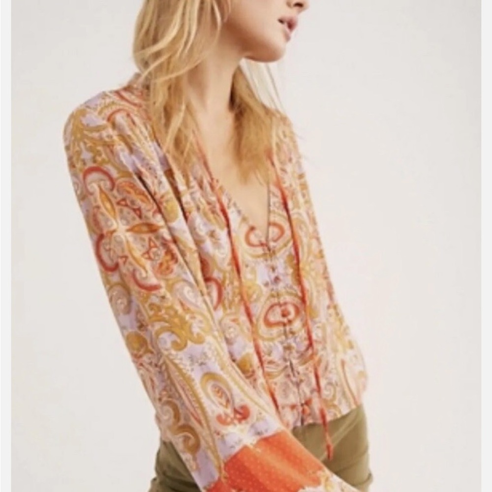 Free People paisley cropped blouse